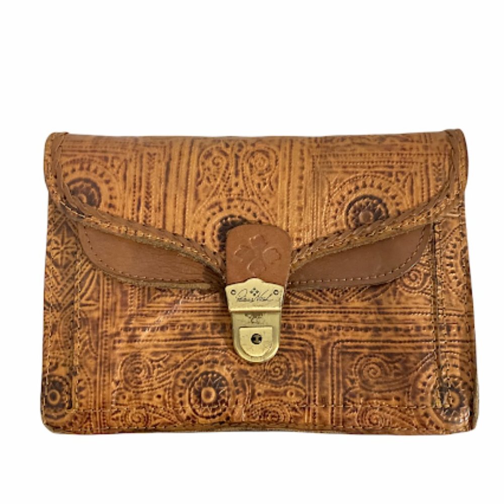 Patricia Nash Brown Tooled Leather Handbag Clutch